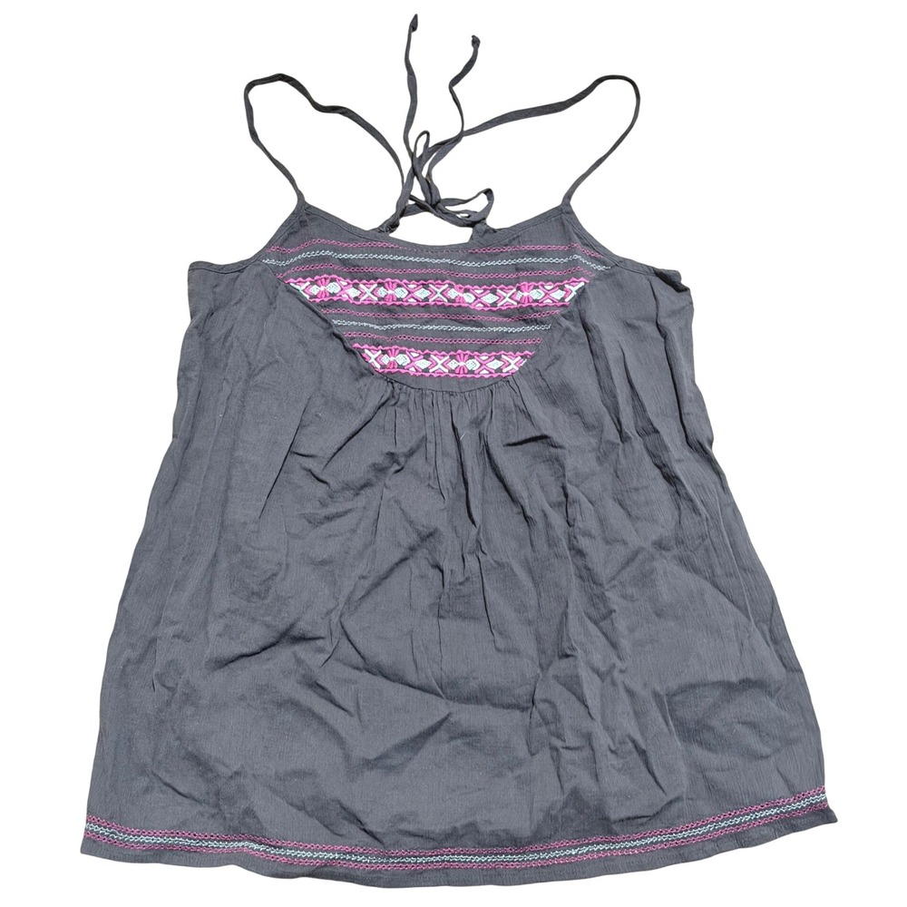 Mossimo Supply Co Gray Embroidered Cami Tank Top Womens M Medium Boho Shirt